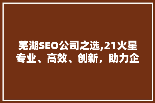 芜湖SEO公司之选,21火星专业、高效、创新，助力企业互联网营销
