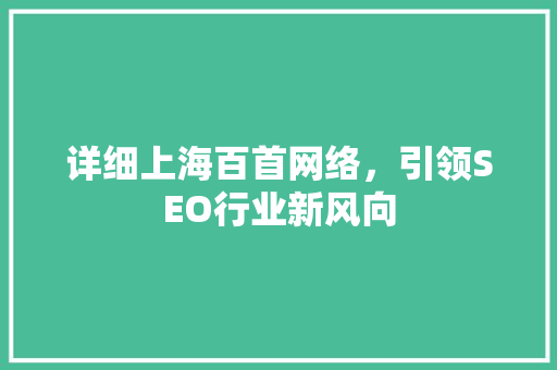 详细上海百首网络，引领SEO行业新风向