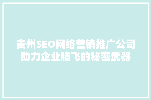 贵州SEO网络营销推广公司助力企业腾飞的秘密武器
