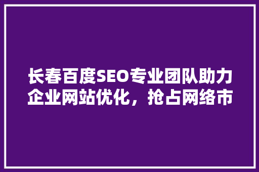 长春百度SEO专业团队助力企业网站优化，抢占网络市场先机