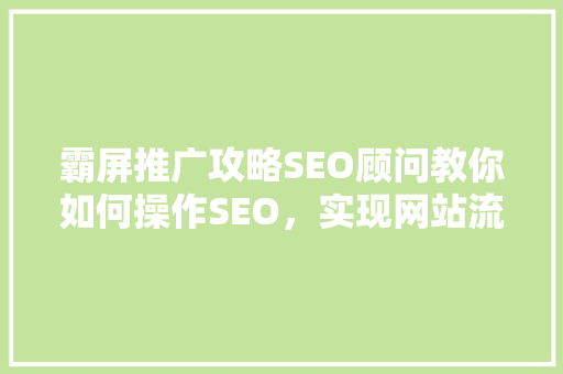 霸屏推广攻略SEO顾问教你如何操作SEO，实现网站流量翻倍