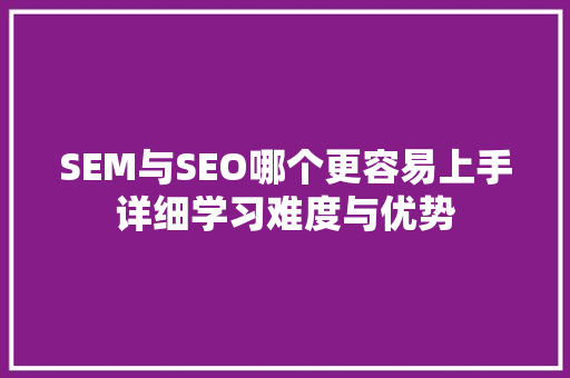 SEM与SEO哪个更容易上手详细学习难度与优势