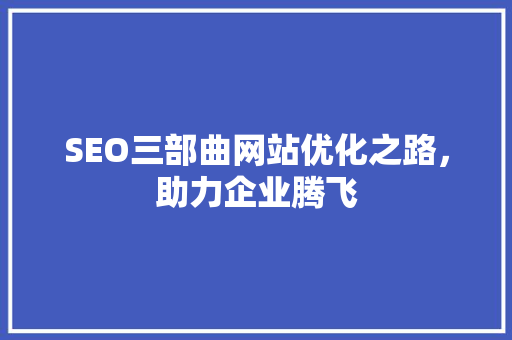 SEO三部曲网站优化之路，助力企业腾飞