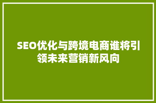 SEO优化与跨境电商谁将引领未来营销新风向