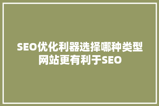 SEO优化利器选择哪种类型网站更有利于SEO