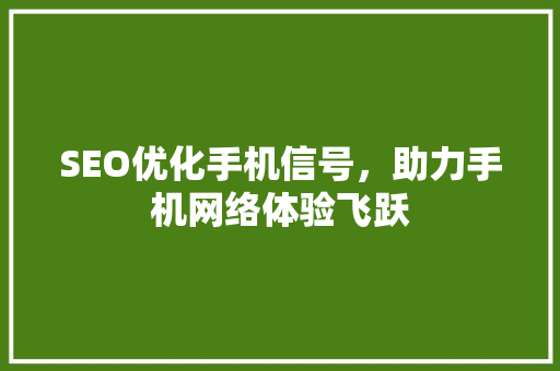 SEO优化手机信号，助力手机网络体验飞跃