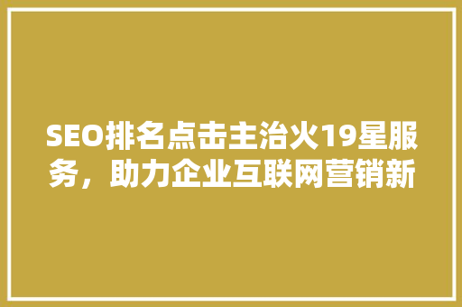 SEO排名点击主治火19星服务，助力企业互联网营销新高度