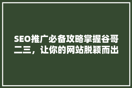 SEO推广必备攻略掌握谷哥二三，让你的网站脱颖而出  第1张