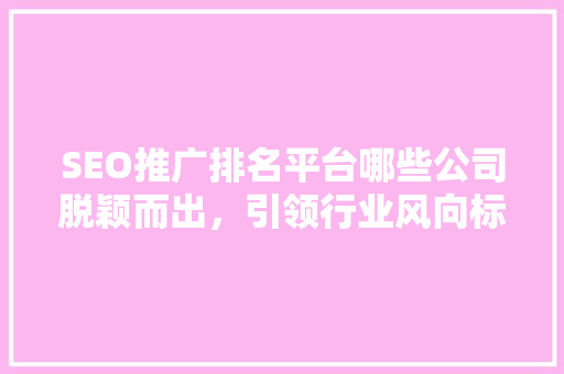 SEO推广排名平台哪些公司脱颖而出，引领行业风向标