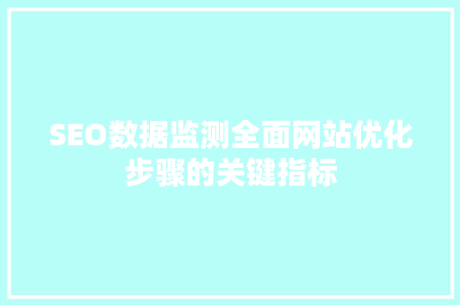 SEO数据监测全面网站优化步骤的关键指标