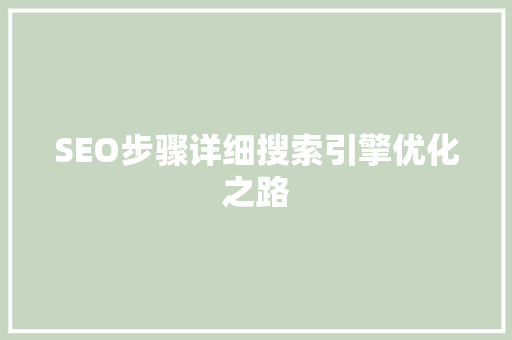SEO步骤详细搜索引擎优化之路