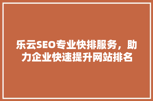 乐云SEO专业快排服务，助力企业快速提升网站排名