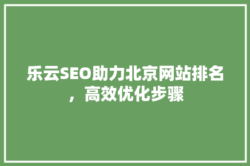 乐云SEO助力北京网站排名，高效优化步骤