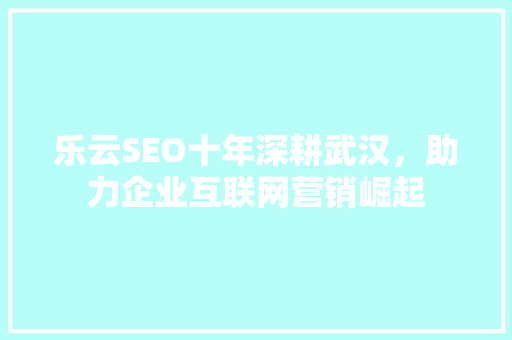 乐云SEO十年深耕武汉，助力企业互联网营销崛起