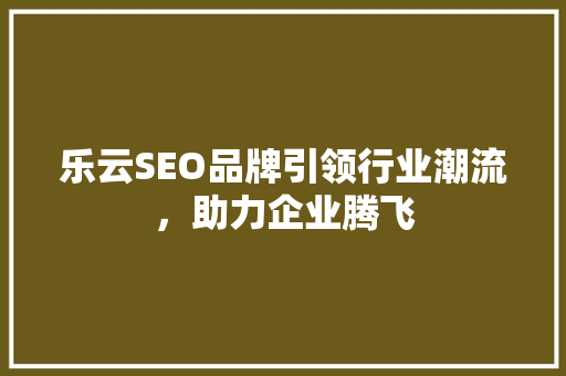 乐云SEO品牌引领行业潮流，助力企业腾飞