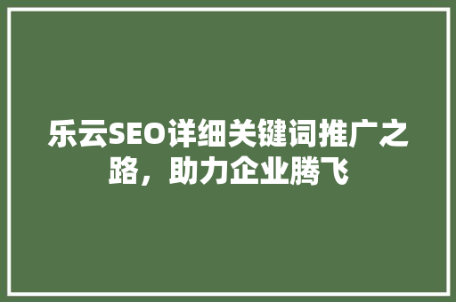 乐云SEO详细关键词推广之路，助力企业腾飞