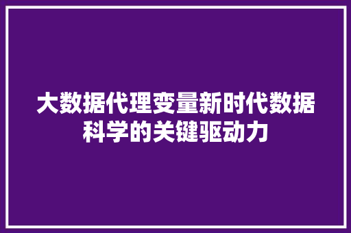 大数据代理变量新时代数据科学的关键驱动力