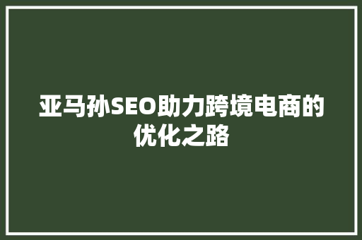 亚马孙SEO助力跨境电商的优化之路