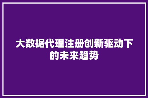 大数据代理注册创新驱动下的未来趋势
