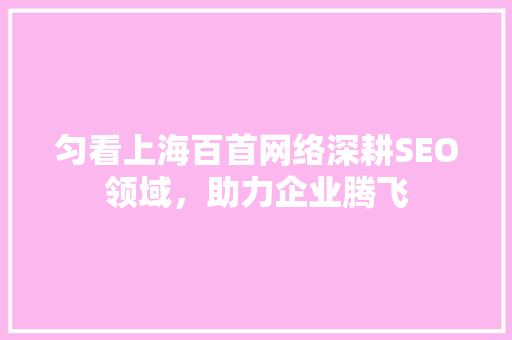 匀看上海百首网络深耕SEO领域，助力企业腾飞