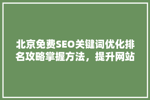 北京免费SEO关键词优化排名攻略掌握方法，提升网站流量