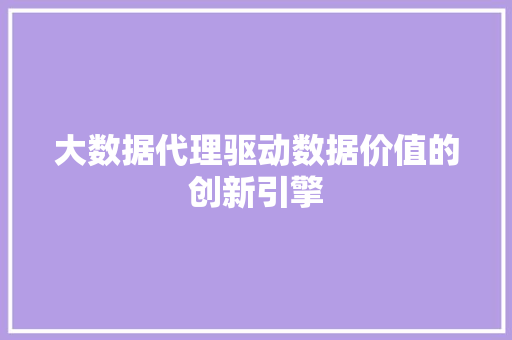 大数据代理驱动数据价值的创新引擎  第1张
