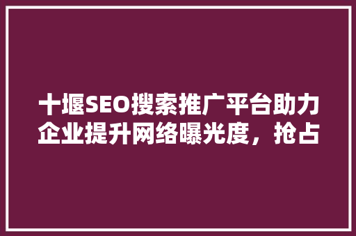十堰SEO搜索推广平台助力企业提升网络曝光度，抢占市场先机