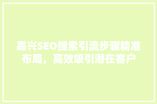 嘉兴SEO搜索引流步骤精准布局，高效吸引潜在客户