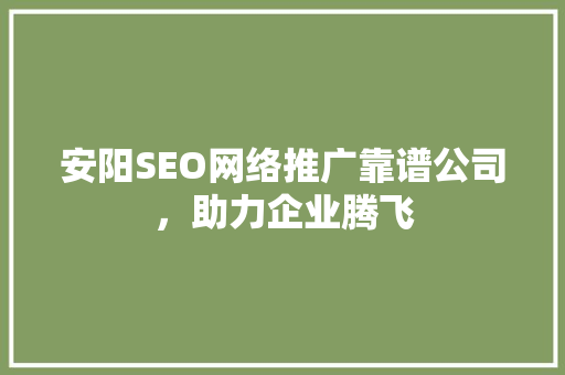 安阳SEO网络推广靠谱公司，助力企业腾飞