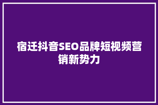 宿迁抖音SEO品牌短视频营销新势力  第1张