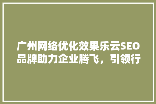 广州网络优化效果乐云SEO品牌助力企业腾飞，引领行业新潮流