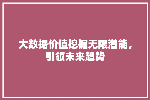大数据价值挖掘无限潜能，引领未来趋势