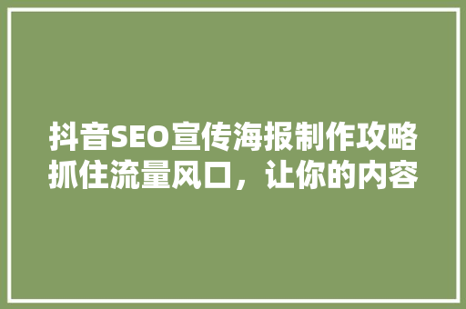 抖音SEO宣传海报制作攻略抓住流量风口，让你的内容脱颖而出