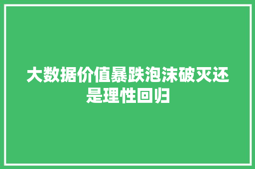 大数据价值暴跌泡沫破灭还是理性回归