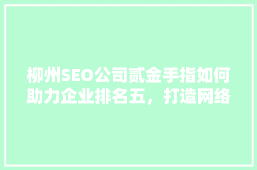 柳州SEO公司贰金手指如何助力企业排名五，打造网络营销新高峰