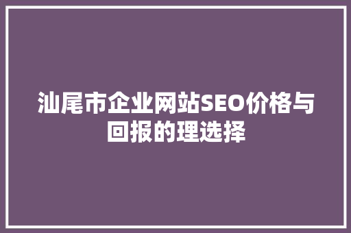 汕尾市企业网站SEO价格与回报的理选择