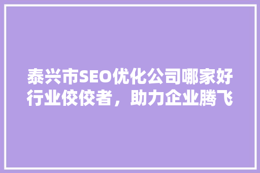 泰兴市SEO优化公司哪家好行业佼佼者，助力企业腾飞