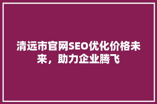 清远市官网SEO优化价格未来，助力企业腾飞