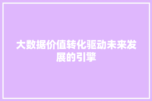 大数据价值转化驱动未来发展的引擎  第1张