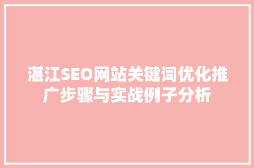 湛江SEO网站关键词优化推广步骤与实战例子分析