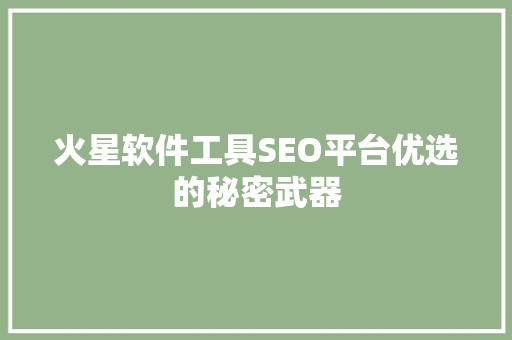 火星软件工具SEO平台优选的秘密武器