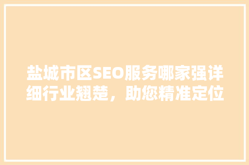 盐城市区SEO服务哪家强详细行业翘楚，助您精准定位