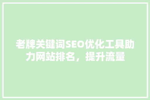 老牌关键词SEO优化工具助力网站排名，提升流量