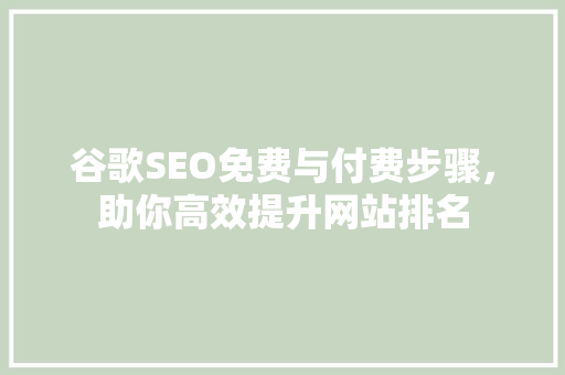 谷歌SEO免费与付费步骤，助你高效提升网站排名