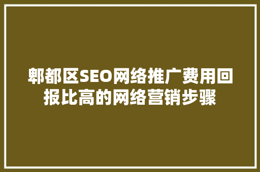 郫都区SEO网络推广费用回报比高的网络营销步骤