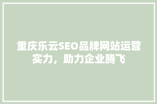 重庆乐云SEO品牌网站运营实力，助力企业腾飞