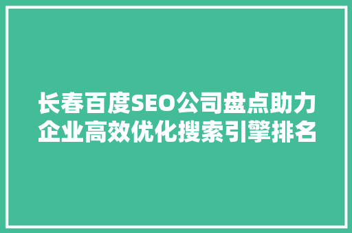 长春百度SEO公司盘点助力企业高效优化搜索引擎排名