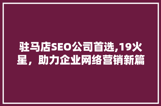 驻马店SEO公司首选,19火星，助力企业网络营销新篇章