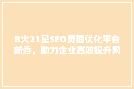B火21星SEO页面优化平台新秀，助力企业高效提升网站排名