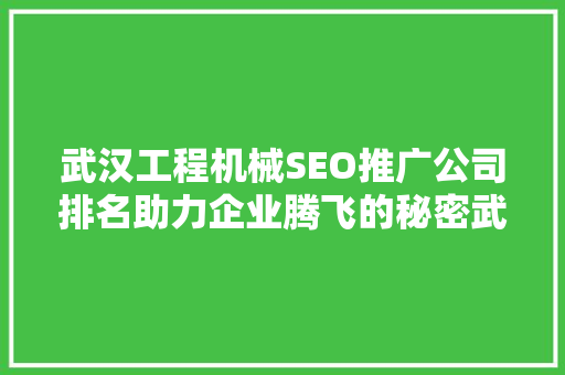 武汉工程机械SEO推广公司排名助力企业腾飞的秘密武器